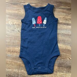 Carter’s Child of Mine Red White and Cute! Popsicle Blue Baby Boy Onesie Size 3M